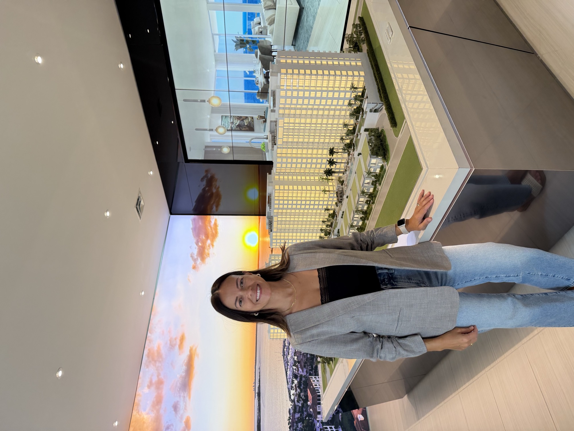 Emily Saunders, Tampa Realtor, at a waterfront development sales gallery